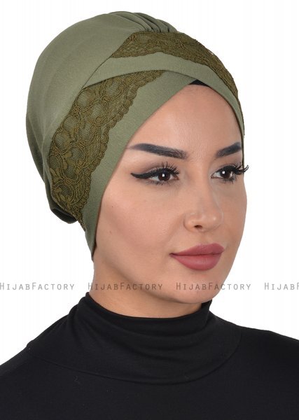 Molly - Khaki Lace Bomuld Turban - Ayse Turban