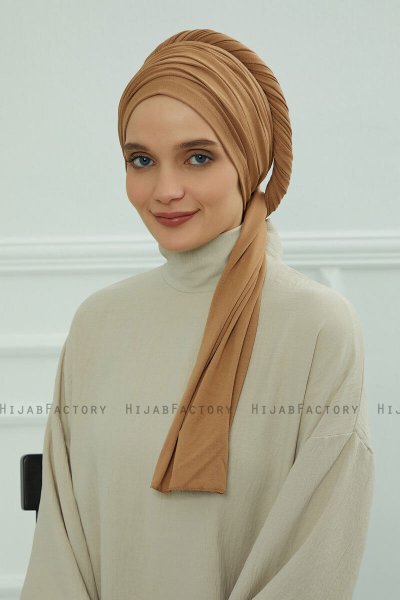 Rebecca - Lysebrun Bomuld Turban