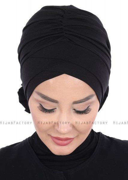 Elisabeth - Svart Bomuld Turban