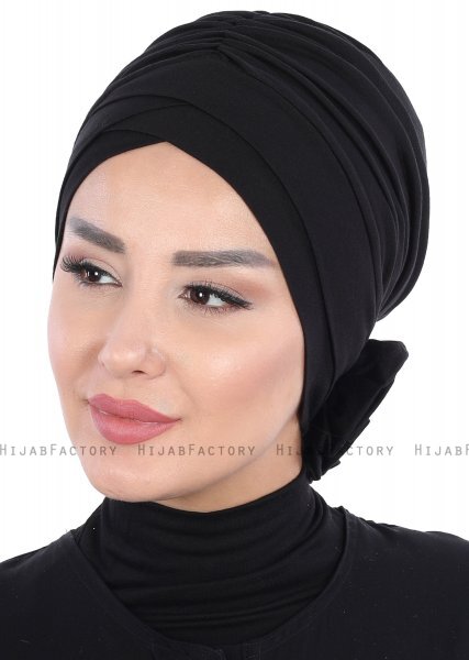 Elisabeth - Svart Bomuld Turban