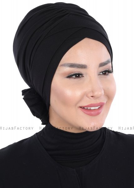 Elisabeth - Svart Bomuld Turban