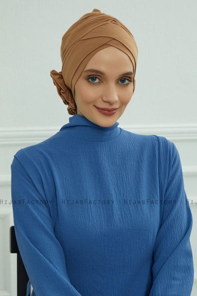 Elisabeth - Lysebrun Bomuld Turban