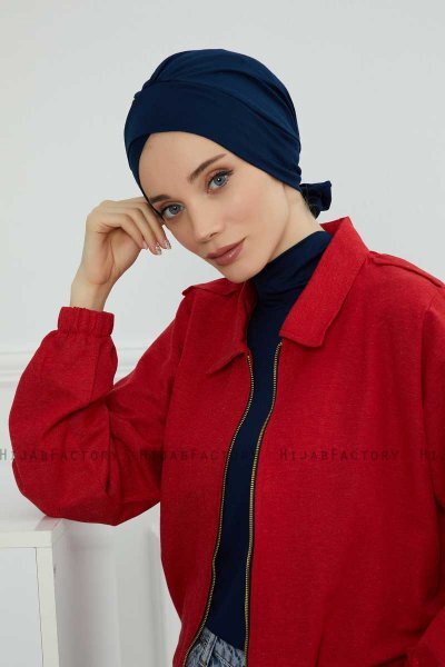 Ellie - Marine Blå Bomuld Turban