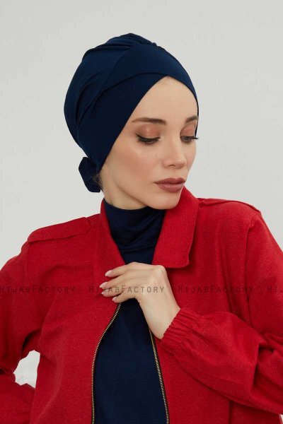 Ellie - Marine Blå Bomuld Turban