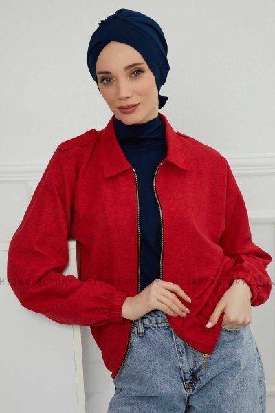 Ellie - Marine Blå Bomuld Turban