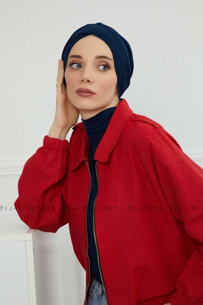 Ellie - Marine Blå Bomuld Turban