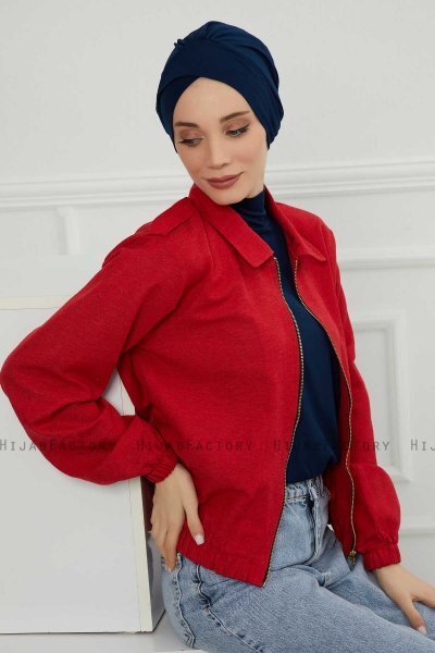 Ellie - Marine Blå Bomuld Turban