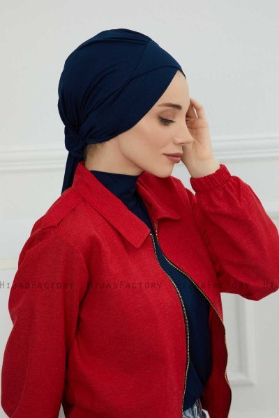 Ellie - Marine Blå Bomuld Turban