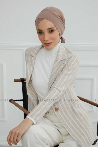 Ellie - Taupe Bomuld Turban