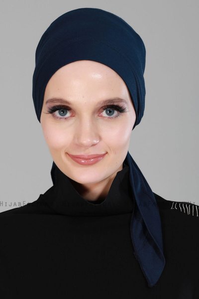 Felicia - Marine Blå Bomuld Turban