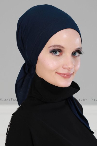 Felicia - Marine Blå Bomuld Turban