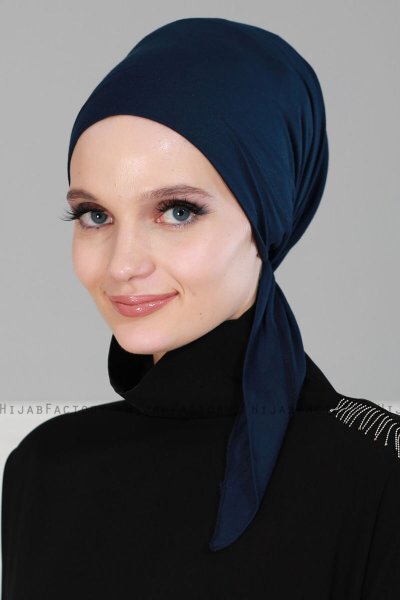 Felicia - Marine Blå Bomuld Turban