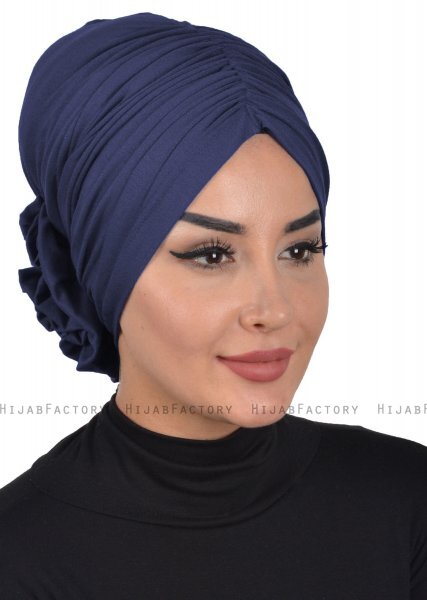 Kerstin - Marine Blå Bomuld Turban - Ayse Turban