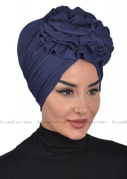 Kerstin - Marine Blå Bomuld Turban - Ayse Turban