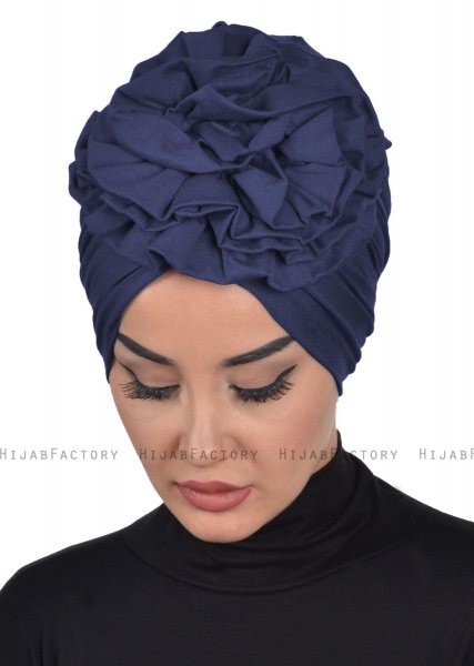 Kerstin - Marine Blå Bomuld Turban - Ayse Turban