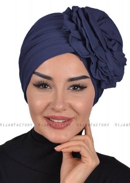 Kerstin - Marine Blå Bomuld Turban - Ayse Turban