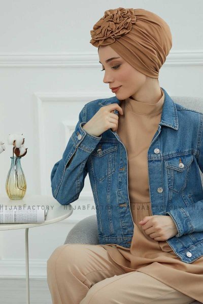 Kerstin - Lysebrun Bomuld Turban