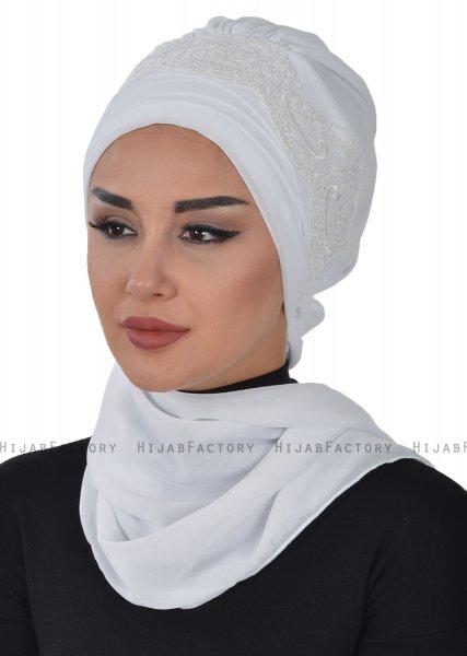 Celine - Hvid Chiffon Turban - Ayse Turban
