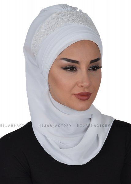 Celine - Hvid Chiffon Turban - Ayse Turban