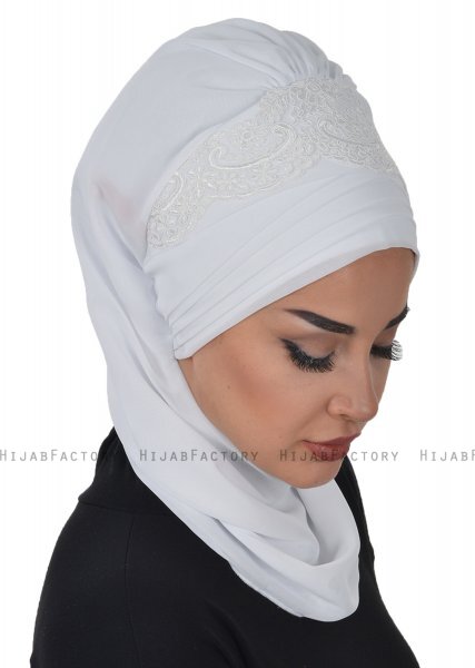 Celine - Hvid Chiffon Turban - Ayse Turban