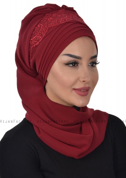 Celine - Bordeaux Chiffon Turban - Ayse Turban