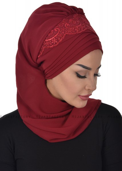 Celine - Bordeaux Chiffon Turban - Ayse Turban