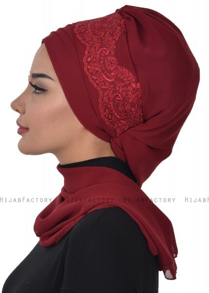 Celine - Bordeaux Chiffon Turban - Ayse Turban