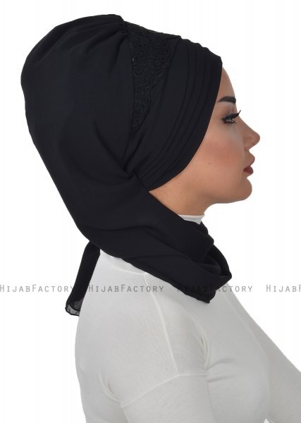 Celine - Sort Chiffon Turban - Ayse Turban