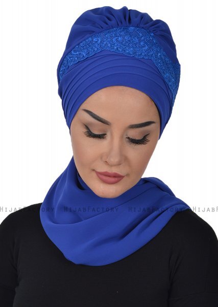 Celine - Blå Chiffon Turban - Ayse Turban