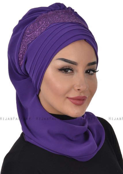 Celine - Lilla Chiffon Turban - Ayse Turban
