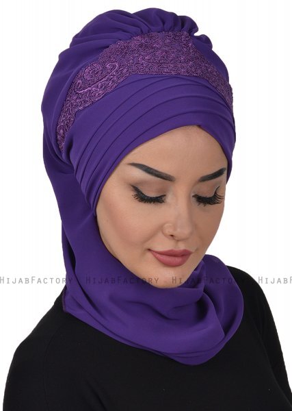 Celine - Lilla Chiffon Turban - Ayse Turban