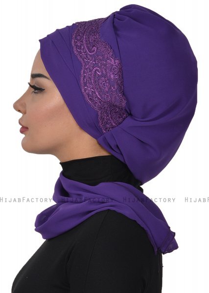 Celine - Lilla Chiffon Turban - Ayse Turban