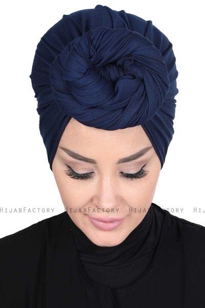 Sigrid - Marine Blå Bumuld Hijab - Ayse Turban