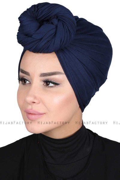 Sigrid - Marine Blå Bumuld Hijab - Ayse Turban
