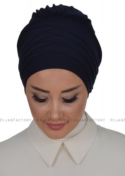 Monica - Marine Blå Bomuld Turban - Ayse Turban