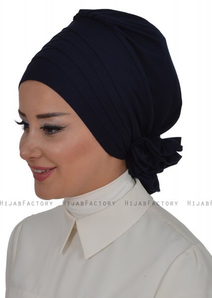 Monica - Marine Blå Bomuld Turban - Ayse Turban