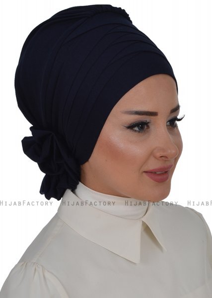 Monica - Marine Blå Bomuld Turban - Ayse Turban