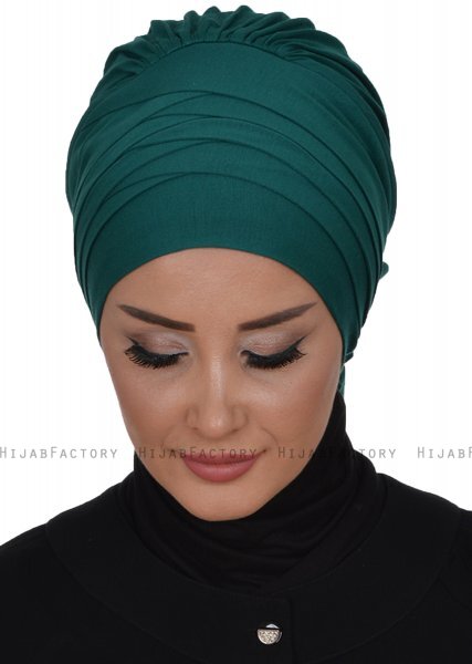 Monica - Mørkegrøn Bomull Turban - Ayse Turban