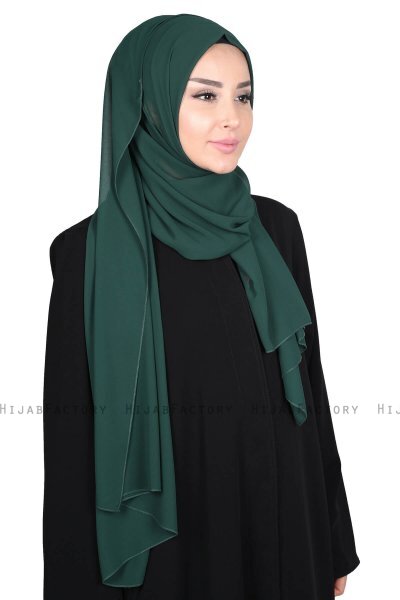 Joline- Mørkegrøn Premium Chiffon Hijab