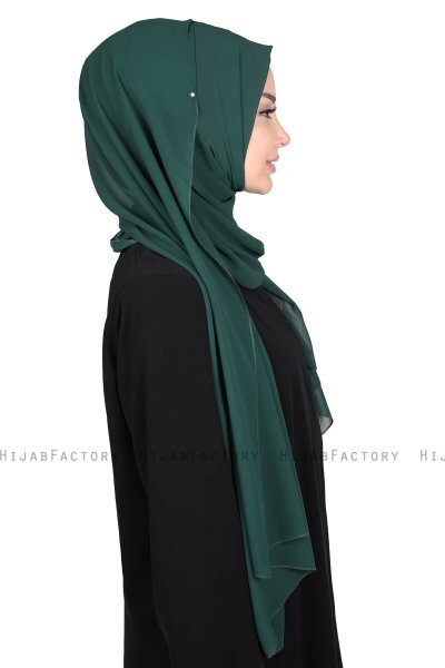 Joline- Mørkegrøn Premium Chiffon Hijab