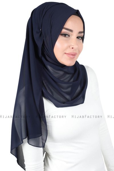 Joline - Marine Blå Premium Chiffon Hijab