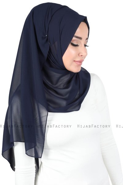 Joline - Marine Blå Premium Chiffon Hijab