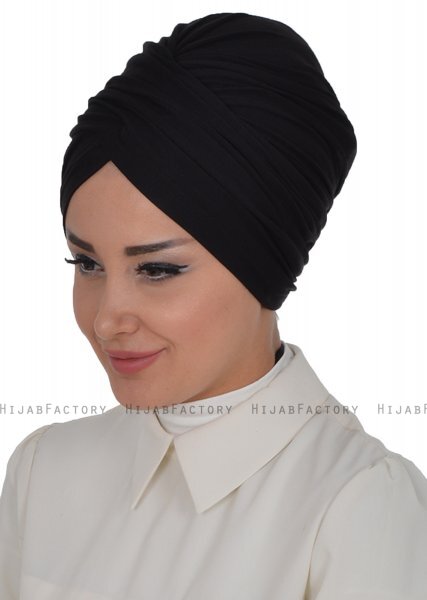 Fiona - Sort Bomuld Turban - Ayse Turban