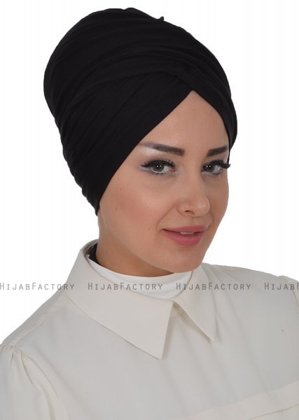 Fiona - Sort Bomuld Turban - Ayse Turban