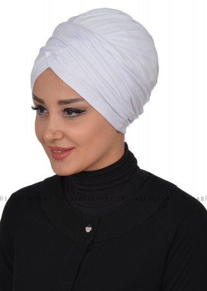Fiona - Hvid Bomuld Turban - Ayse Turban