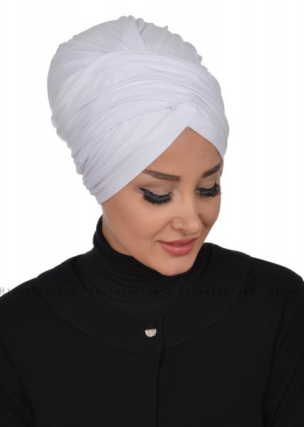 Fiona - Hvid Bomuld Turban - Ayse Turban