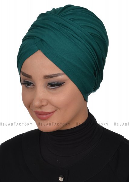 Fiona - Mørkegrøn Bomull Turban - Ayse Turban