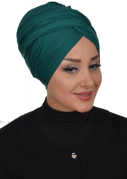 Fiona - Mørkegrøn Bomull Turban - Ayse Turban