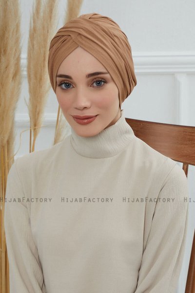 Fiona - Lysebrun Bomuld Turban