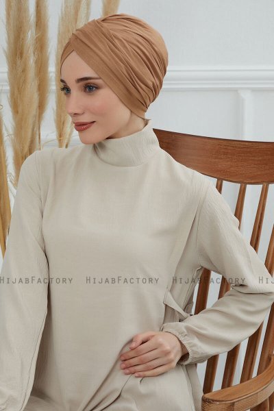 Fiona - Lysebrun Bomuld Turban